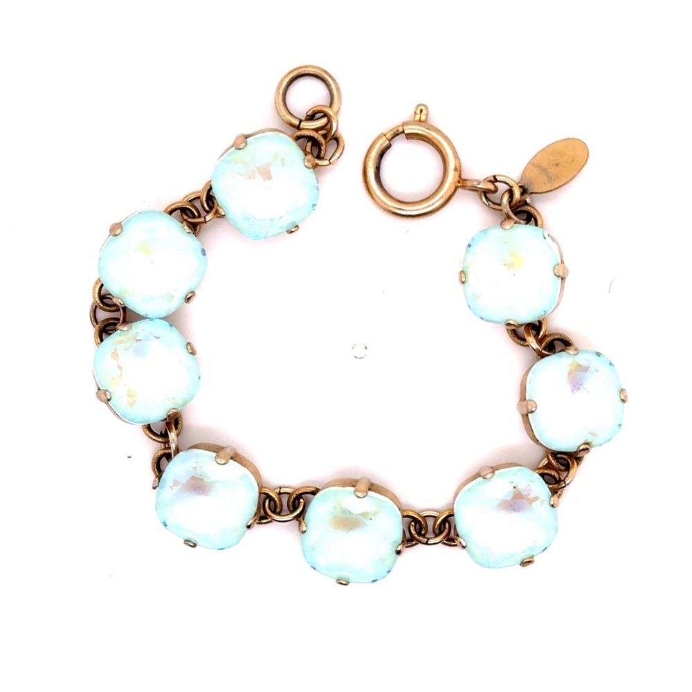 Catherine Popesco Pacific Opal Crystal Bracelet Gold Tone France 7"